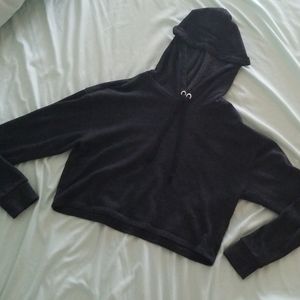 Black crop top hoodie
